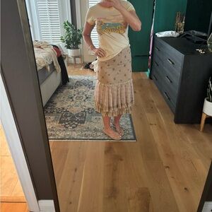 Hazel mauve Lace Tiered Midi Skirt